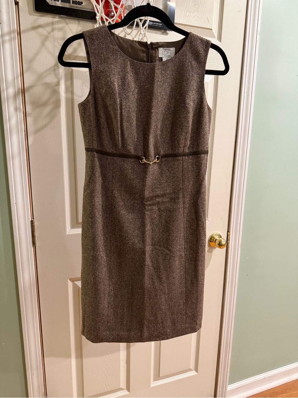 LOFT Metallic Brown Sleeveless Sheath Dress